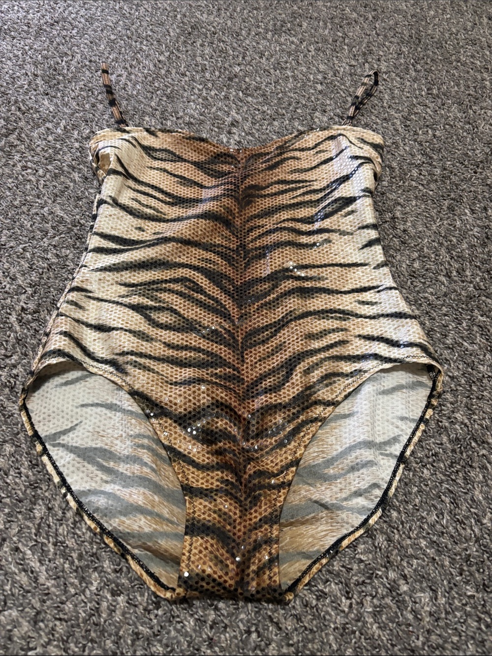 Bergdorf Goodman Gottec tiger animal print swimsuit one piece 12 vintage shimmer